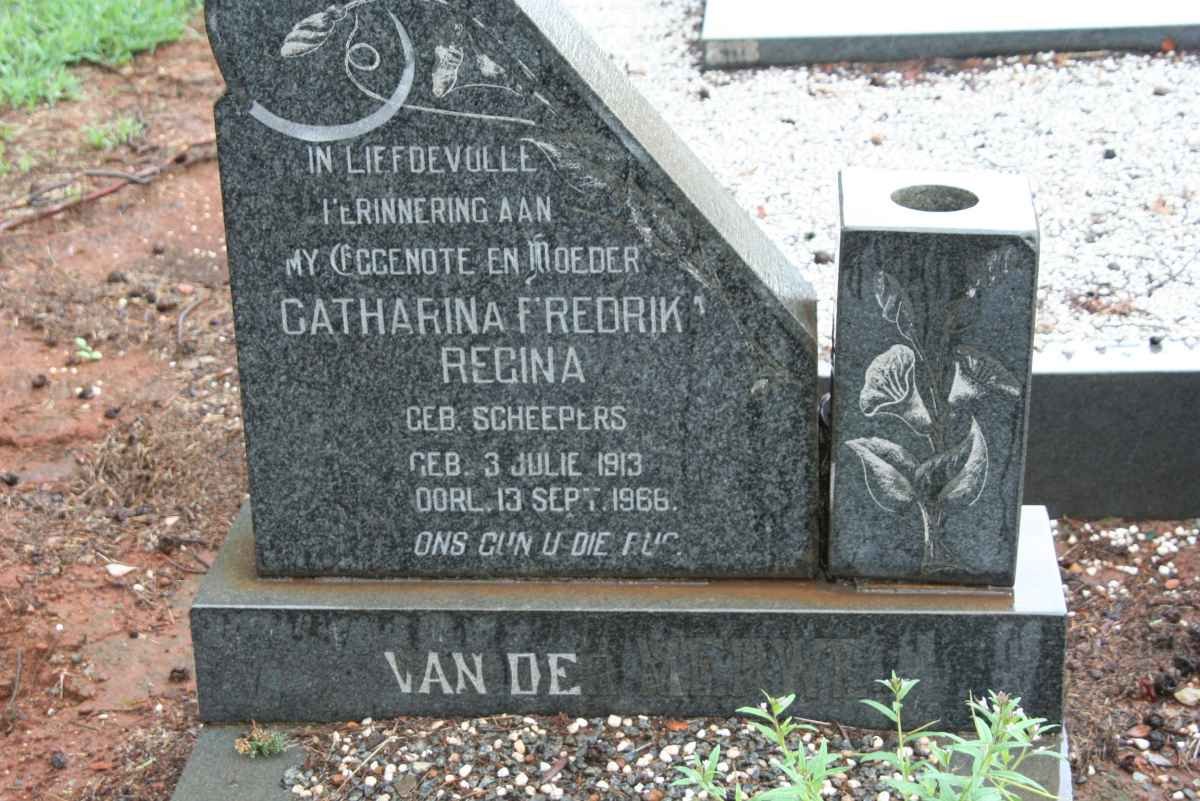 MERWE Catharina Fredrika Regina, van der nee SCHEEPERS 1913-1966