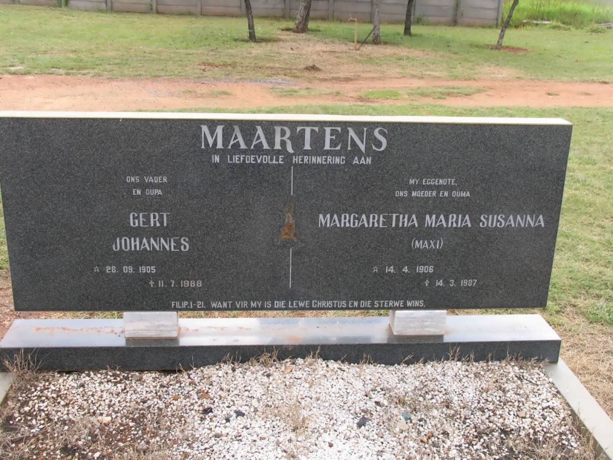 MAARTENS Gert Johannes 1905-1988 &amp; Margaretha Maria Susanna 1906-1987