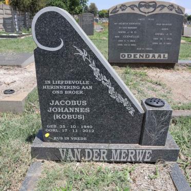 MERWE Jacobus Johannes, van der 1940-2012