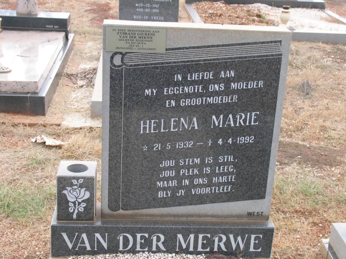 MERWE Zybrand Lourens, van der 1932-2003 & Helena Marie 1932-1992