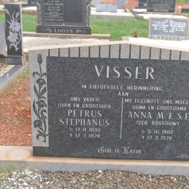 VISSER Petrus Stephanus 1892-1974 &amp; Anna M.E.S.E. ROSSOUW 1902-1974