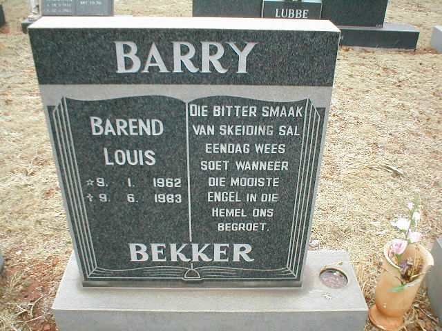 BEKKER Barend Louis 1962-1983