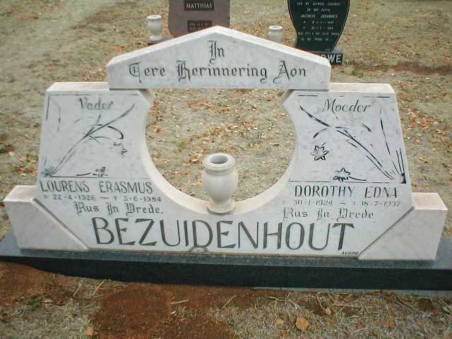 BEZUIDENHOUT Lourens Erasmus 1926-1984 &amp; Dorothy Edna 1924-1997