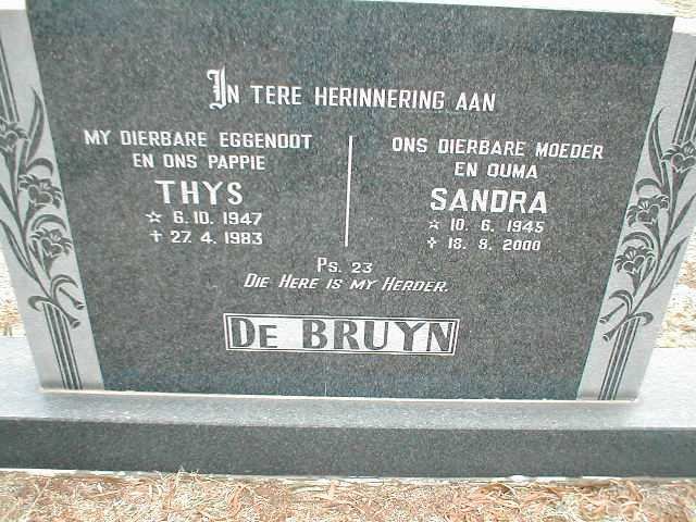 BRUYN Thys, de 1947-1983 &amp; Sandra 1945-2000