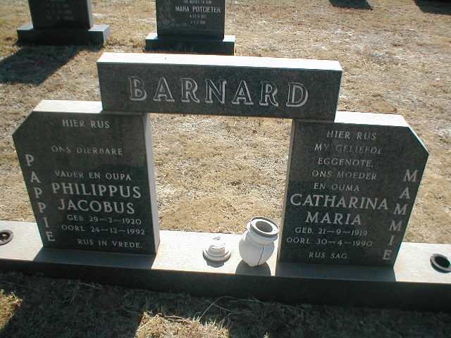BARNARD Philippus Jacobus 1920-1992 &amp; Catharina Maria 1919-1990