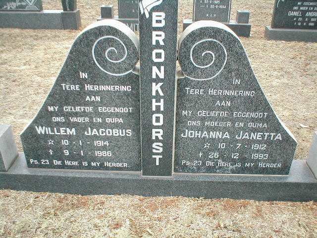 BRONKHORT Willem Jacobus 1914-1986 &amp; Johanna Janetta 1912-1993
