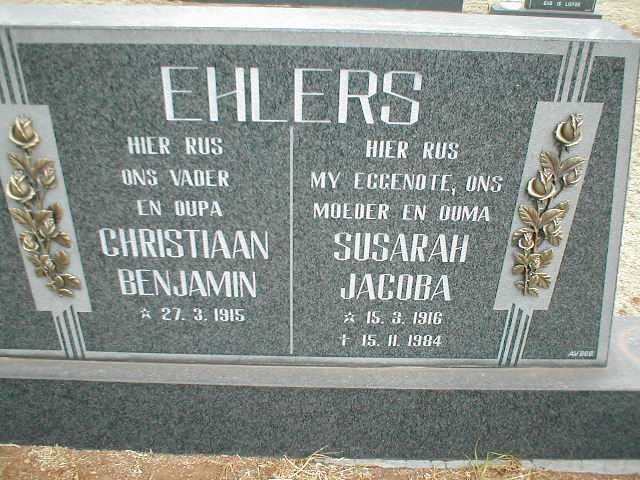 EHLERS Christiaan Benjamin 1915- &amp; Susarah Jacoba 1916-1984