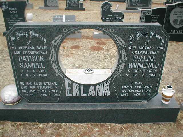 ERLANK Patrick Samuel 1919-1984 &amp; Eveline Winnefred 1924-2000
