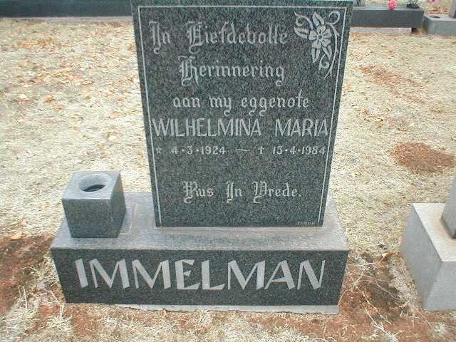 IMMELMAN Wilhelmina Maria 1924-1984