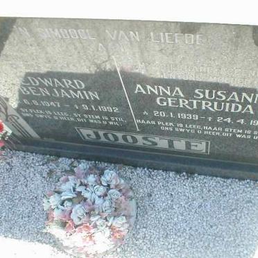 JOOSTE Edward Benjamin 1947-1992 &amp; Anna Susanna Gertruida 1939-1985