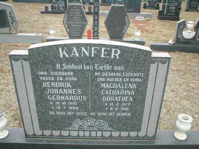 KANFER Hendrik Johannes Gerhardus 1910-1989 &amp; Magdalena Catharina Dorathea 1917-1986