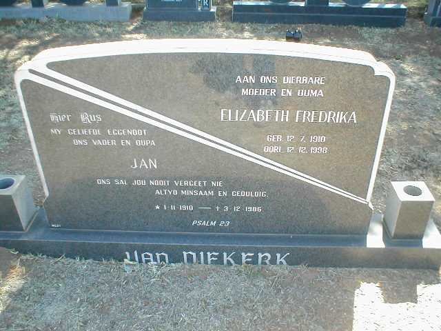 NIEKERK Jan, van 1910-1986 &amp; Elizabeth Fredrika 1910-1998