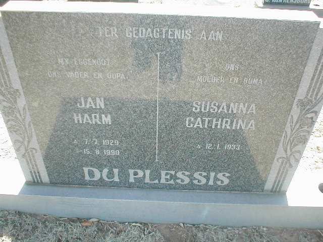 PLESSIS Jan Harm, du 1929-1990 &amp; Susanna Cathrina 1933-