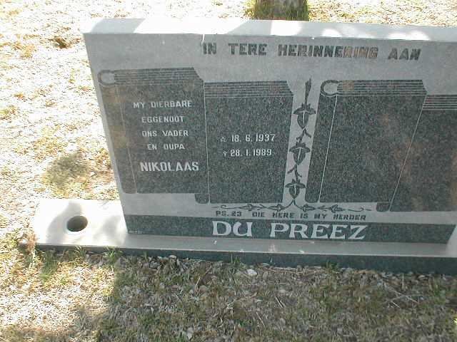 PREEZ Nikolaas, du 1937-1989