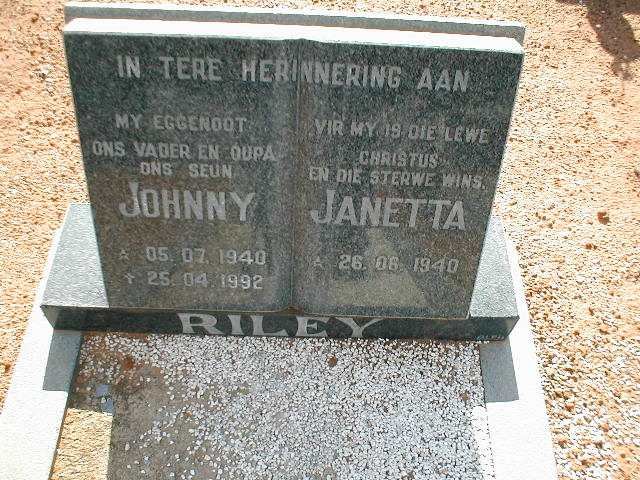 RILEY Johnny 1940-1992 &amp; Janetta 1940-