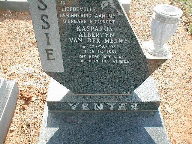VENTER Kasparus Albertyn van der Merwe 1957-1991