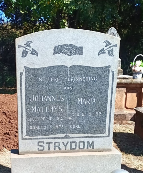 STRYDOM Johannes Matthys 1915-1978 & Maria 1921-