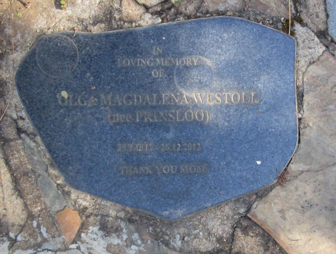 WESTOLL Olga Magdalena nee PRINSLOO 1917-2012