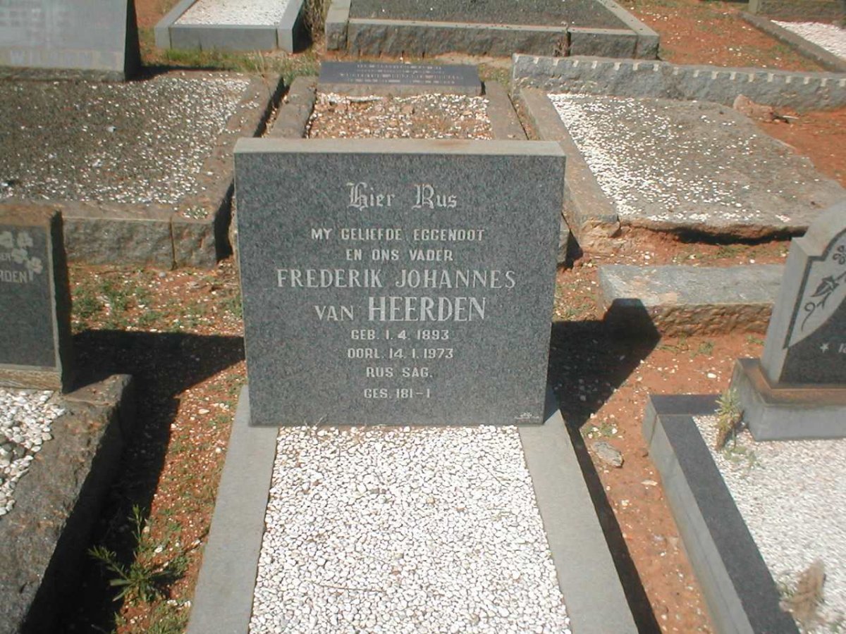 HEERDEN Frederick Johannes, van 1893-1973