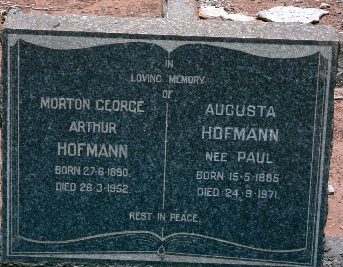 HOFMANN Morton George Arthur 1890-1952 &amp; Augusta PAUL 1895-1971