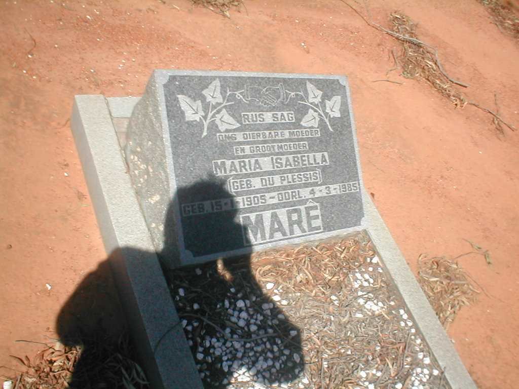MARE Marie Isabella nee DU PLESSIS 1905-1985