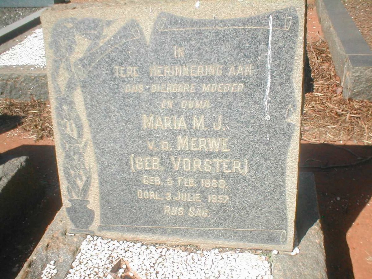 MERWE Maria M.J., v.d. nee VORSTER 1868-1957