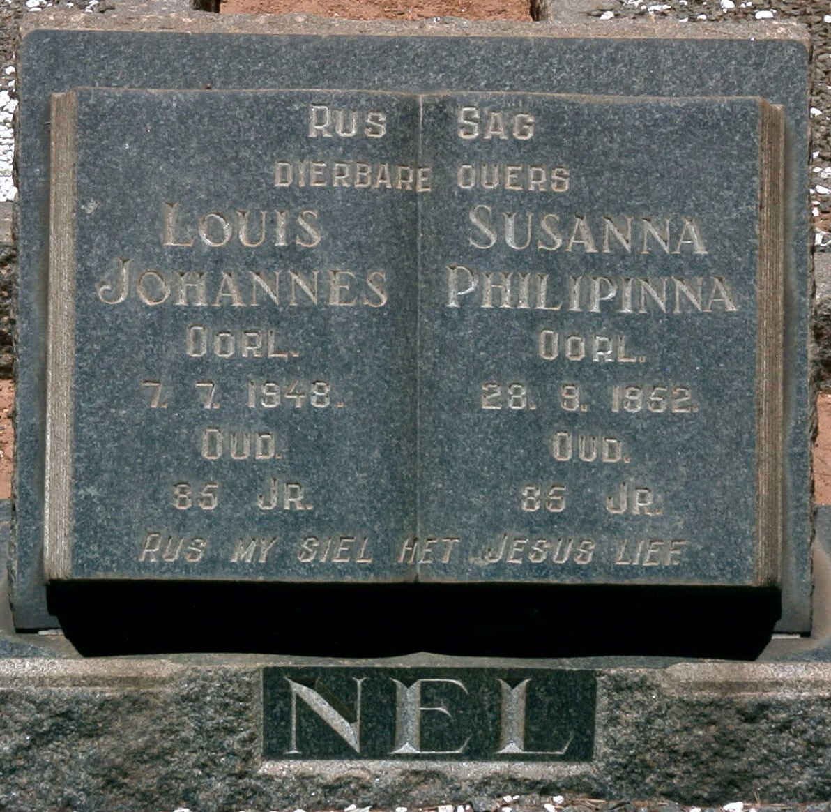 NEL Louis Johannes -1948 &amp; Susanna Philipinna -1952