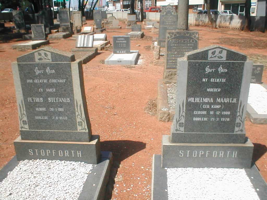 STOPFORTH Petrus Stefanus 1901-1946 &amp; Wilhelmina Maartje KAMP 1900-1978