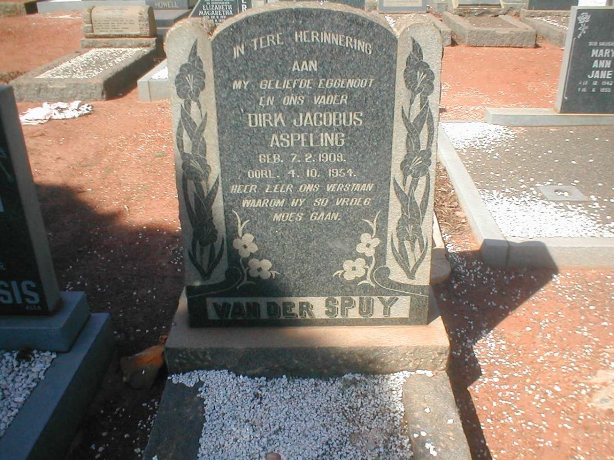 SPUY Dirk Jacobus Aspeling, van der 1909-1954