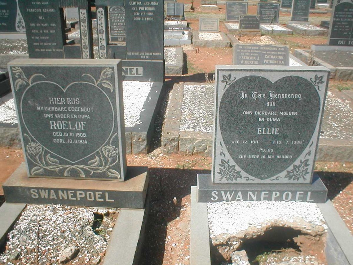 SWANEPOEL Roelof 1909-1954 &amp; Ellie 1911-1986