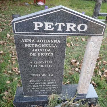 BRUYN Anna Johanna Petronella Jacoba, de 1954-2016