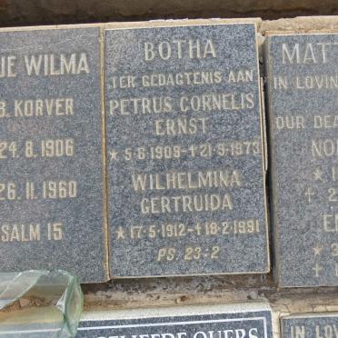 BOTHA Petrus Cornelis Ernst 1909-1973 &amp; Wilhelmina Gertruida 1912-1991
