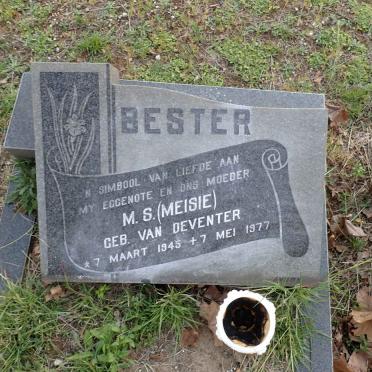 BESTER M.S. nee VAN DEVENTER 1945-1977