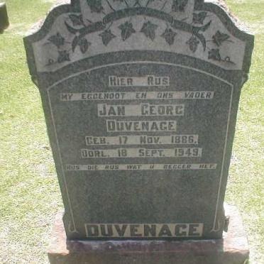 DUVENAGE Jan Georg 1886-1949
