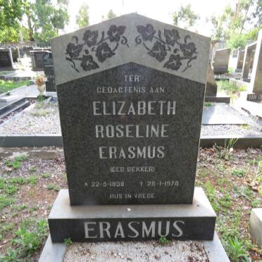ERASMUS Elizabeth Roseline nee BEKKER 1939-1978