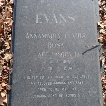 EVANS Annamaria Elvira Rosa nee PASQUALI 1914-1994