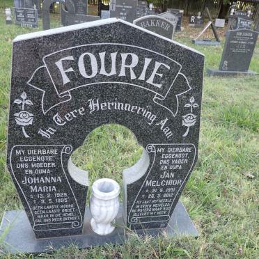 FOURIE Jan Melchior 1931-2012 &amp; Johanna Maria 1929-1995