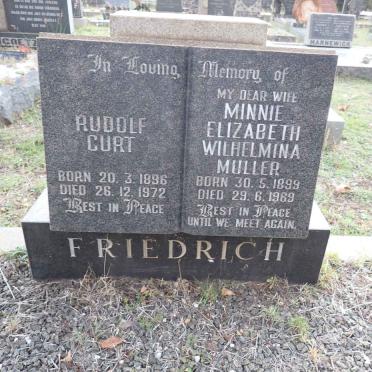FRIEDRICH Rudolf Curt 1896-1972 &amp; Minnie Elizabeth Wilhelmina MULLER 1899-1969