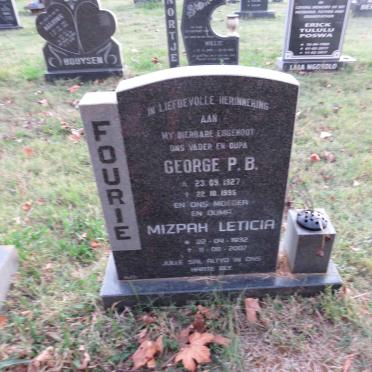FOURIE George P.B. 1927-1995 &amp; Mizpah Leticia 1932-2007