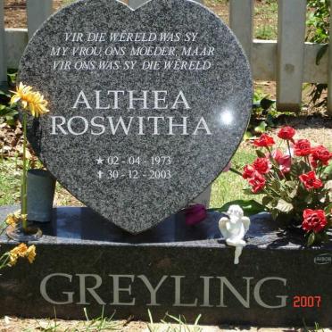 GREYLING Althea Roswitha 1973-2003