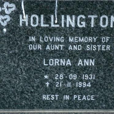 HOLLINGTON Lorna Ann 1931-1994