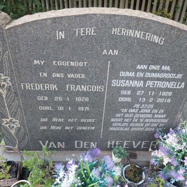 HEEVER Frederik Francois, van den 1926-1971 &amp; Susanna Petronella 1928-2018