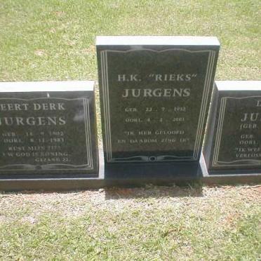 JURGENS Geert Derk 1902-1983 :: JURGENS H.K. 1912-2003 &amp; Derkje WIERSEMA 1897-1969