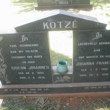 KOTZÉ Gideon Johannes 1895-1970 &amp; Johanna Francina 1908-1998