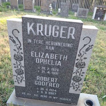 KRUGER Robert Godfred 1924-2007 &amp; Elizabeth Ophelia 1926-1991