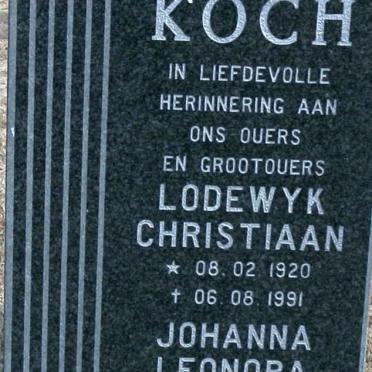 KOCH Lodewyk Christiaan 1920-1991 &amp; Johanna Leonora 1923-1991