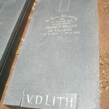 LITH Jacobus Willem De Villiers, v.d. 1902-1986