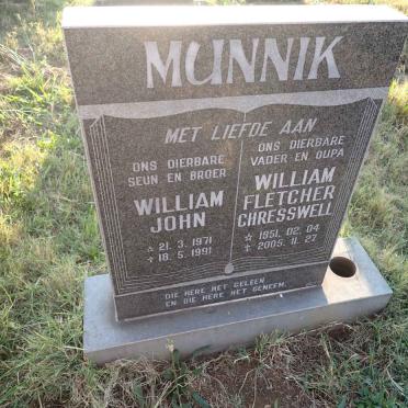 MUNNIK William John 1971-1991 :: MUNNIK William Fletcher Chresswell 1951-2005