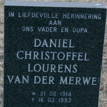 MERWE Daniel Christoffel Lourens, van der 1914-1993