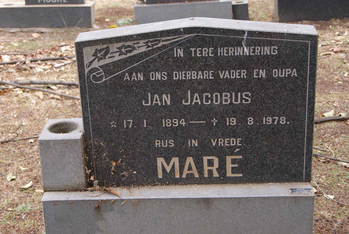 MARÉ Jan Jacobus 1894-1978